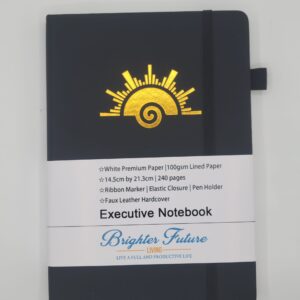Lined Journal Notebook - A5 Hardcover Faux Leather Journals (Black Colour)